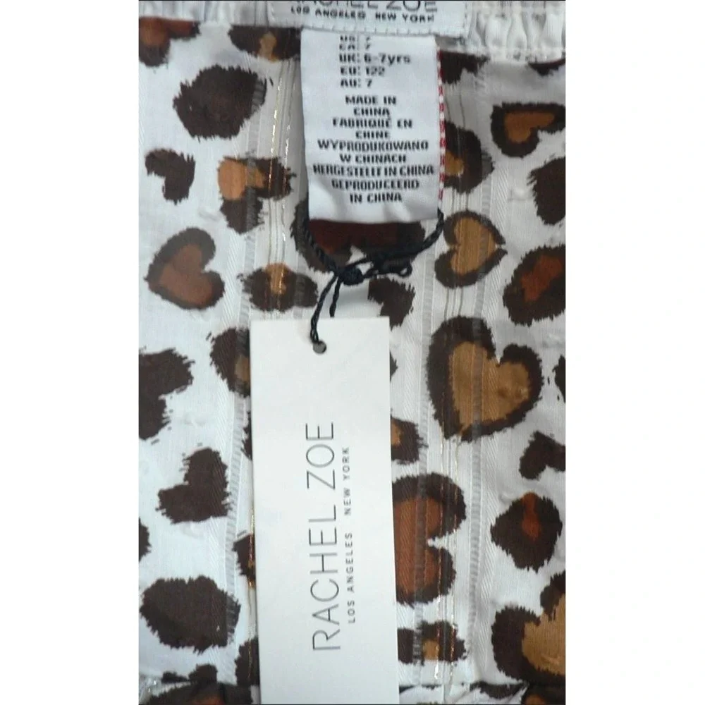 Rachel Zoe Girls Sleeveless Tiered Bow Shoulder Dress Brown Animal Hearts Size 7